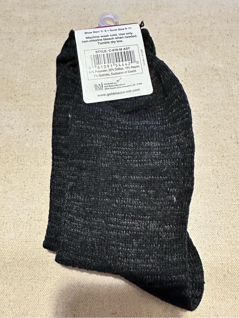 Gold Medal | Socks | Marled Charcoal & Black Ribbed Casual Socks | Women's